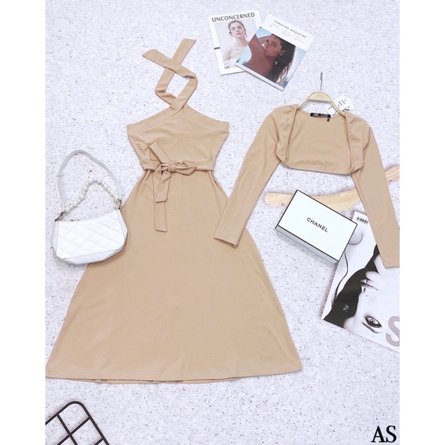 ⚡️Set váy yếm dài phối cadigan 3 màu Thời trang công sở CAMILLA