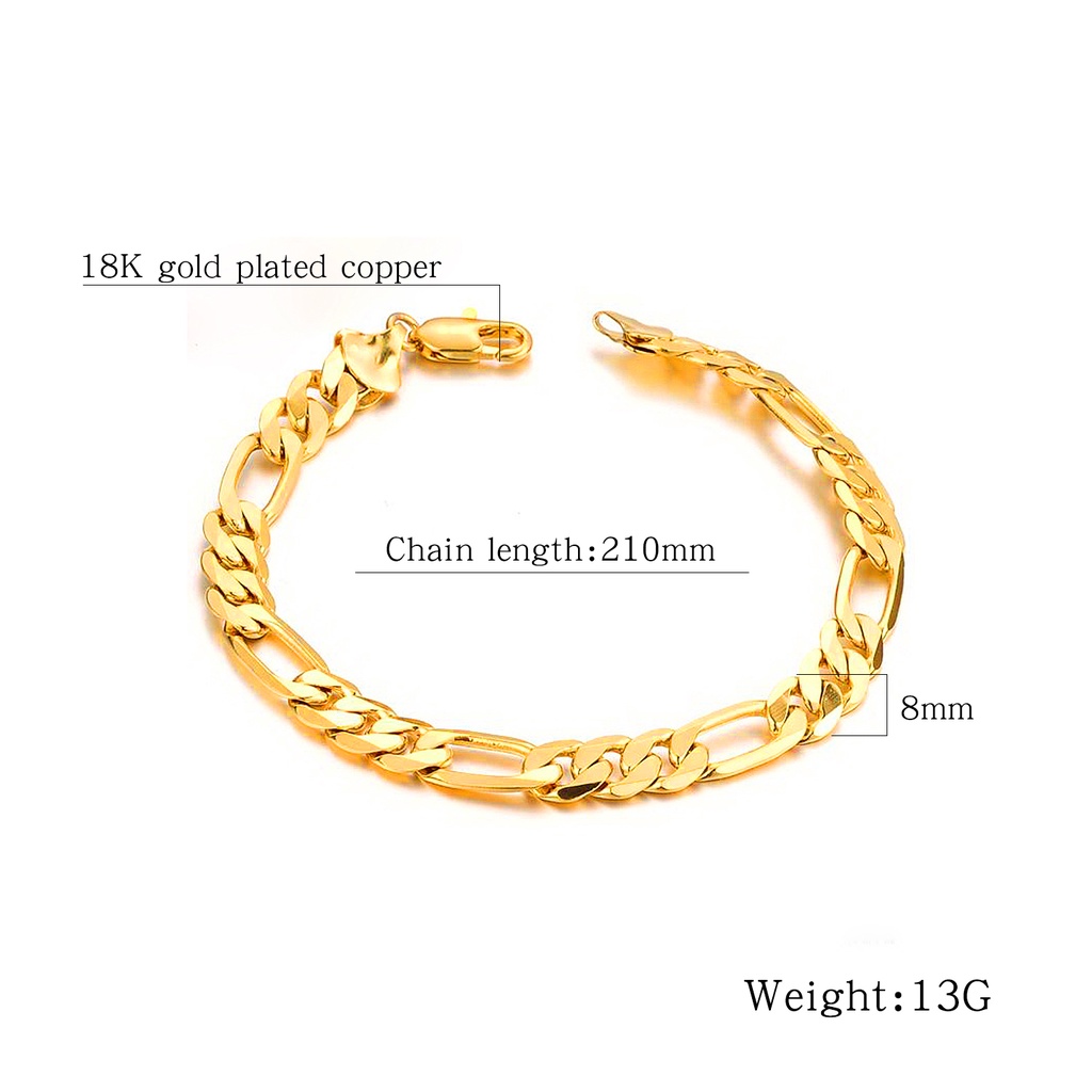 Vòng đeo tay OPK KS157 dạng xích mạ đồng màu vàng phong cách cổ điển cho nam