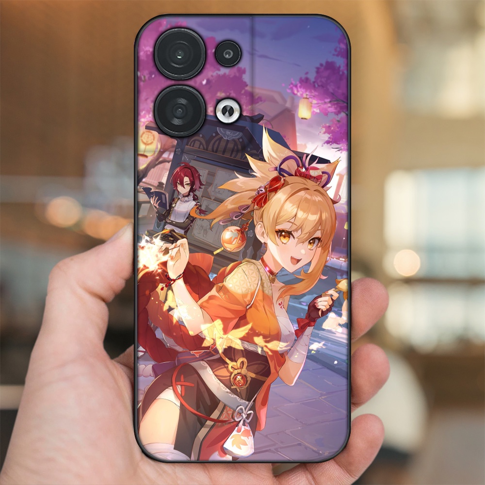Ốp lưng Oppo Reno 8 5G viền đen in hình Yoimiya Genshin Impact