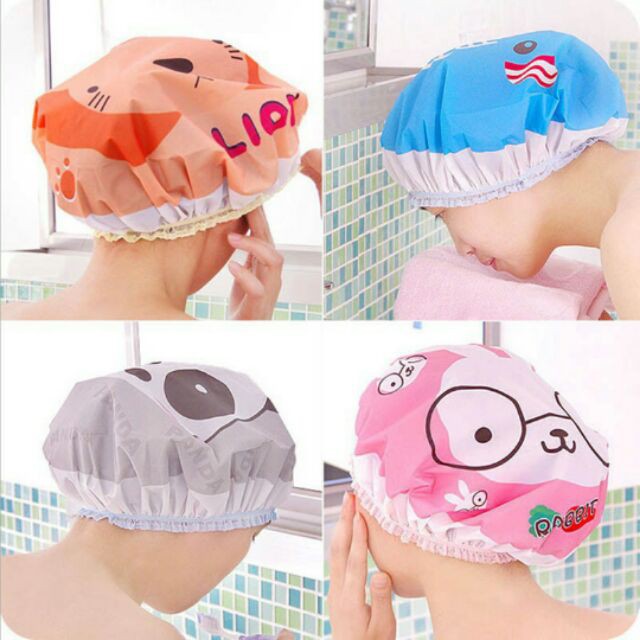Set 2 mũ nón chụp ủ tóc , chống ướt tóc hình thú dễ thương