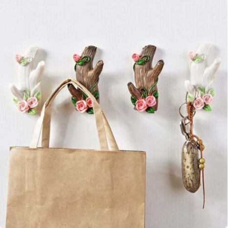 Móc treo tường giả gốc cây hoa hồng dễ thương