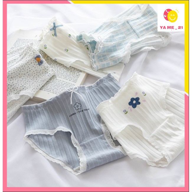 Sét 5 Quần Lot Cotton,Combo 5 Quần Lót Nữ Viền Ren Co Giãn YAME_21 Q03