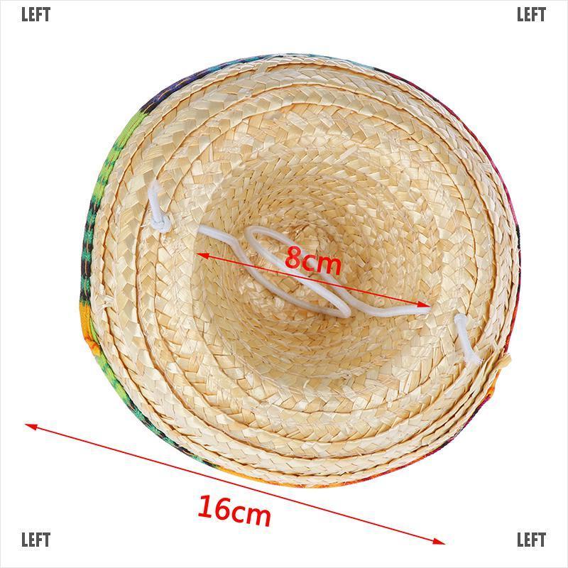 LEFT Mini Pet Dogs Straw Hat Sombrero Cat Sun Hat Beach Party Straw Hats Dogs Hat