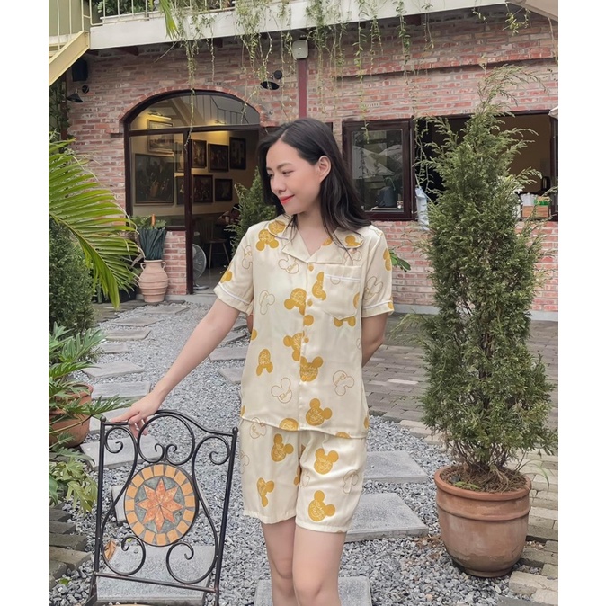 PIJAMA ĐŨI NỮ  - Bộ Cộc Quần Đùi Chất Mềm Thoáng Mát Màu Họa Tiết, Đồ Mặc Nhà