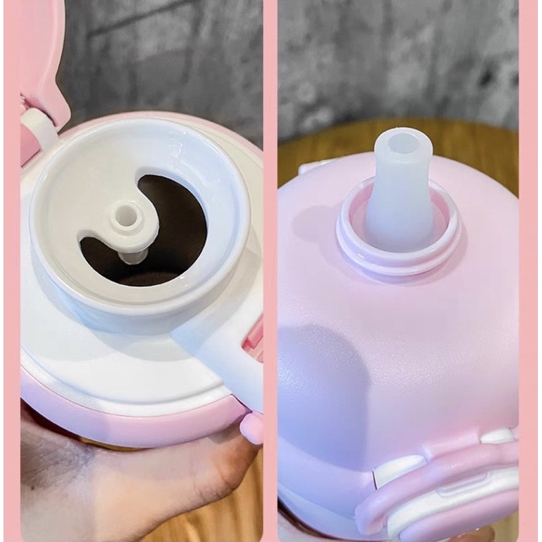 Bình nước giữ nhiệt Kuromi , Cinnamoroll , Hello Kitty Sanrio 3D kèm dây đeo tiện lợi 500ml