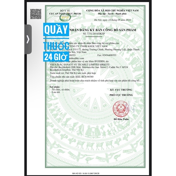 CHÍNH HÃNG Siro Sắt IFOXBIN cho trẻ từ 0 tháng tuổi nhập khẩu Thổ Nhĩ Kỳ 150ml