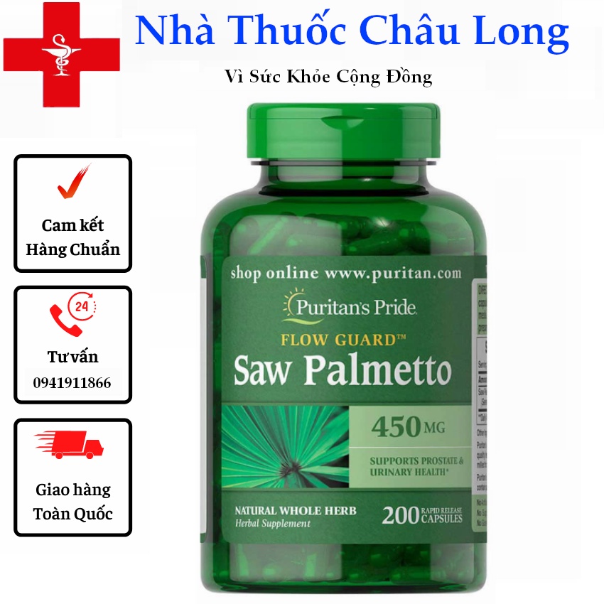 Hỗ trợ đường tiết niệu và tuyến tiền liệt Saw Palmetto 450 mg 100v Puritan’s Pride