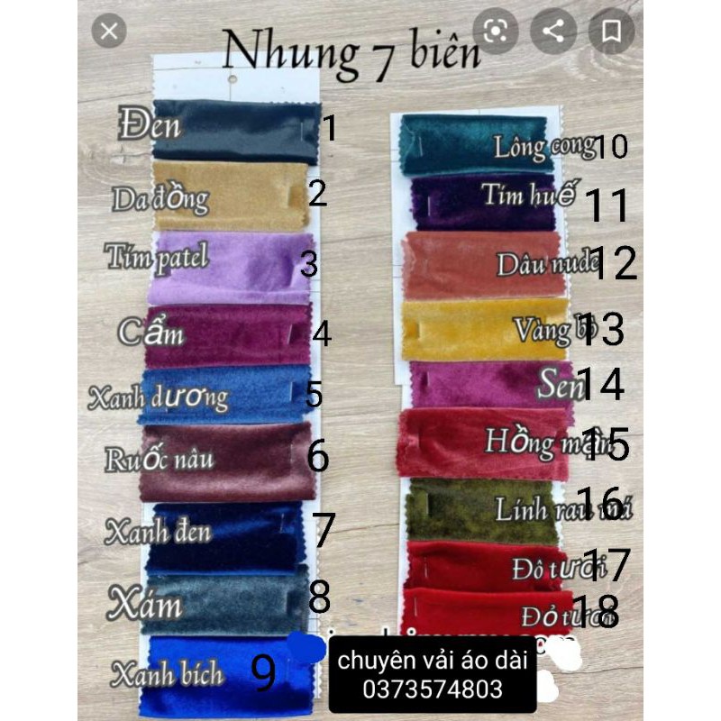 Vải Nhung 7 biên chất lượng cao ,dày dặn, tuyết đẹp khổ 1,5m