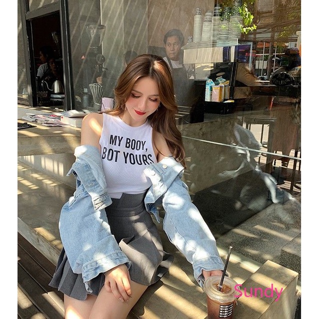 Áo Hai Dây In Chữ Quyến Rũ Thời Trang Hè Cho Nữ