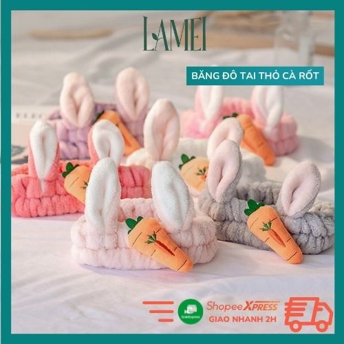 Băng đô rửa mặt - Băng đô tai thỏ cà rốt Hàn Quốc siêu dễ thương