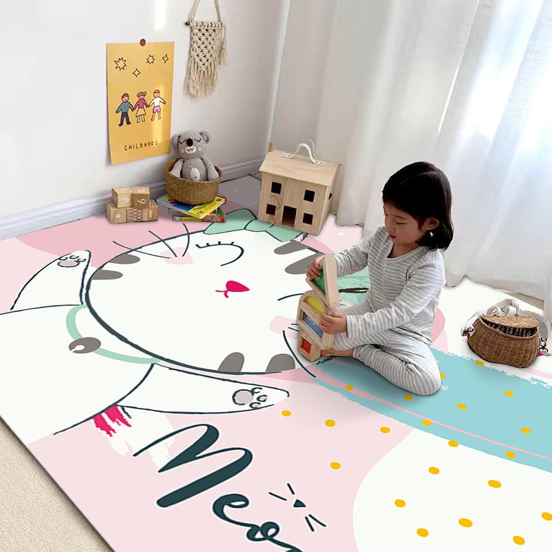 Thảm Lót Sàn Họa Tiết Hoạt Hình Dễ Thương Trang Trí Phòng Khách / Phòng Ngủ Cho Bé Gái