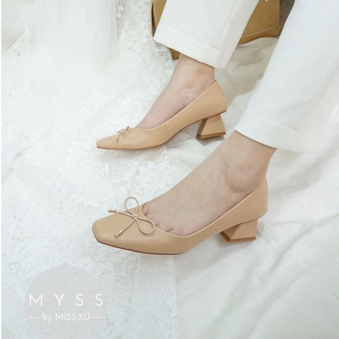 Giày nữ mũi vuông phối nơ 3 cm thời trang MYSS  - CG187