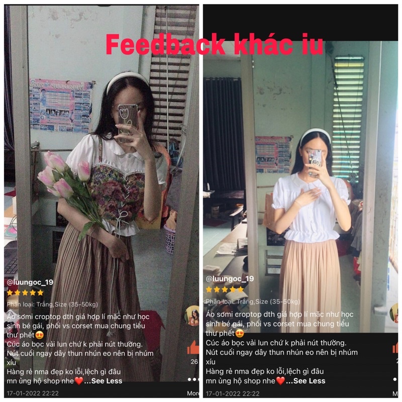 Áo sơmi tiểu thư bánh bèo tay phồng học sinh