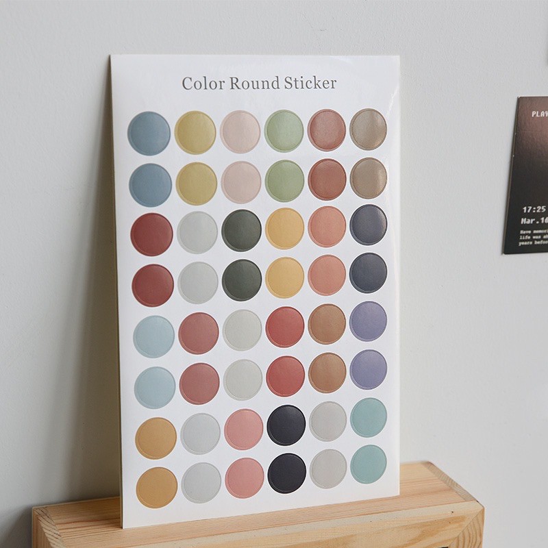 Tấm 48 stickers dán tròn Round Sticker - Décor nhà Sò