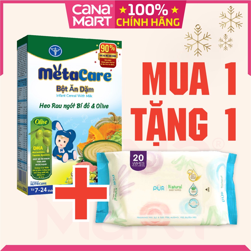 Bột ăn dặm Metacare Heo rau ngót bí đỏ & olive cho bé từ 6-24 tháng tuổi (200g)