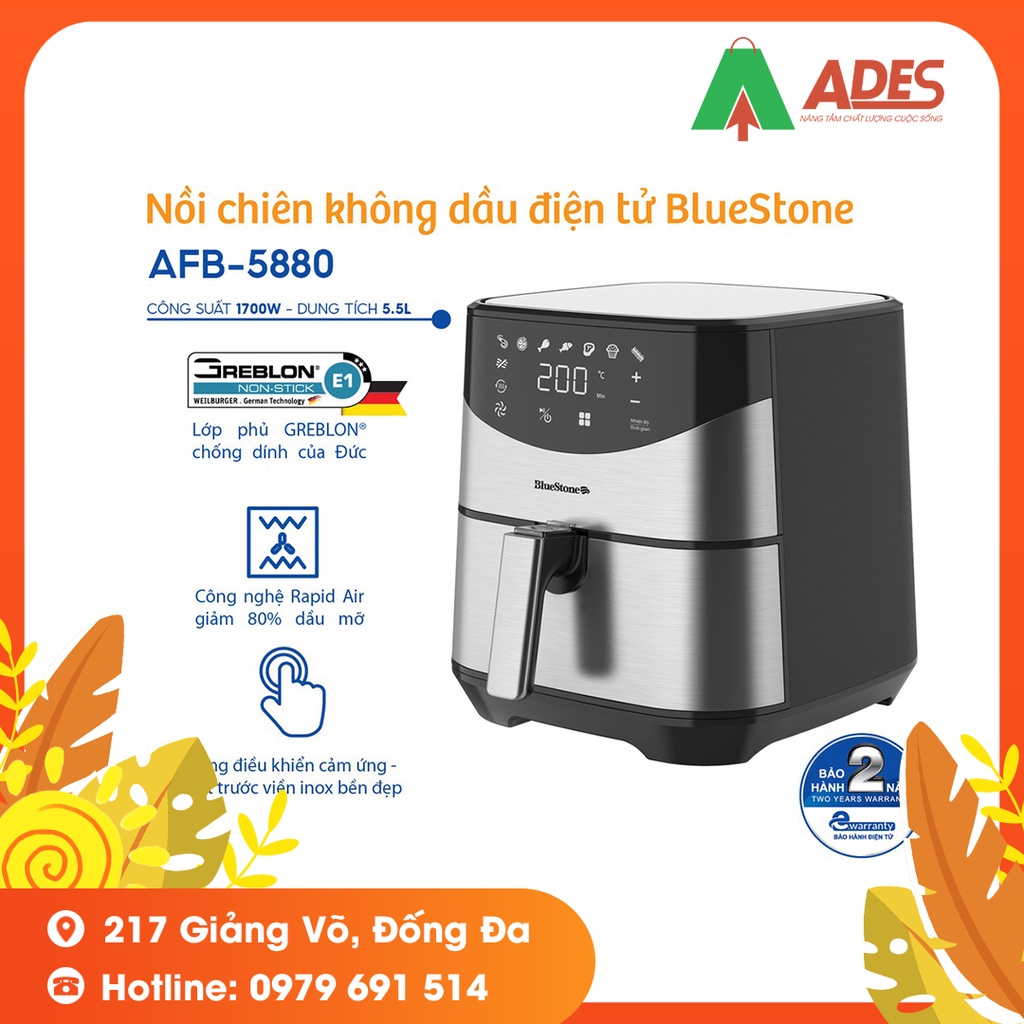 [Mã 154ELSALE2 giảm 7% đơn 300K] Nồi chiên không dầu Bluestone AFB 5880 - Bảo Hành Chính Hãng 2 Năm