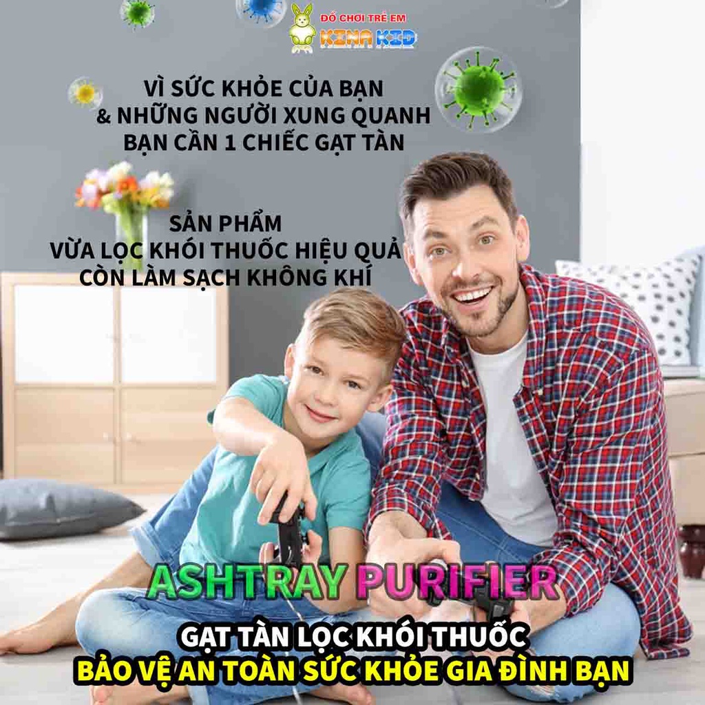 Gạt Tàn Thuốc Hút Khói Thông Minh Cao Cấp Ashtray Air Purifier J5 , Lọc Khí Độc Hiệu Quả, Tạo Ion Âm, Pin Sạc Tiện Lợi