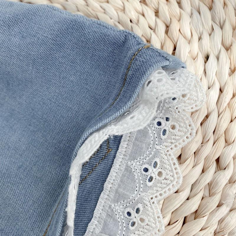Quần Short Bé Gái Vải Denim Viền Ren Thoải Mái Đáng Yêu Cho Trẻ 1-6 Tuổi