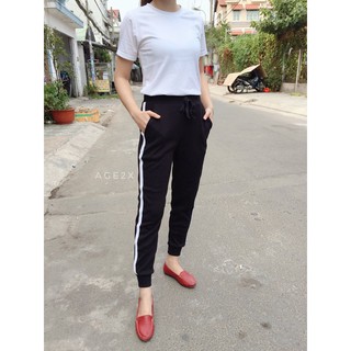 QUẦN JOGGER THUN ĐEN 1 SỌC AGE2X