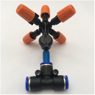 Béc phun sương 5 cửa có van áp chống nhỏ giọt, dùng ống phun sương 8mm