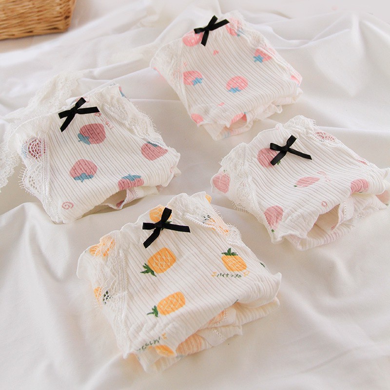 Quần Lót Cotton Nữ - Quần Lót Nữ gân tăm hình hoa quả mềm mại DAN STORE Mã 2808