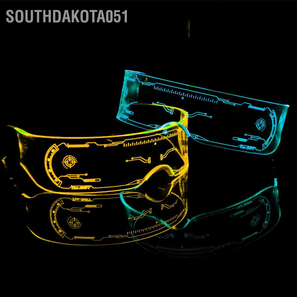 Southdakota051 Kính LED Di động Hài hước Cosplay Halloween Party Bar Phong cách tương lai Thắp sáng dành cho Nam giới Phụ nữ