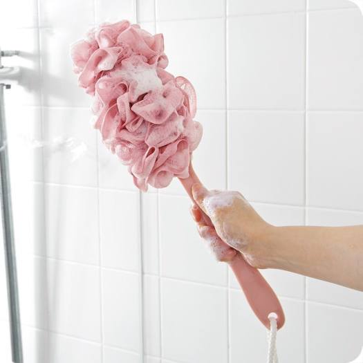 Chổi Bông Tắm Có Cán Cọ Lưng Đầu Bông Tắm Siêu Mềm Mại