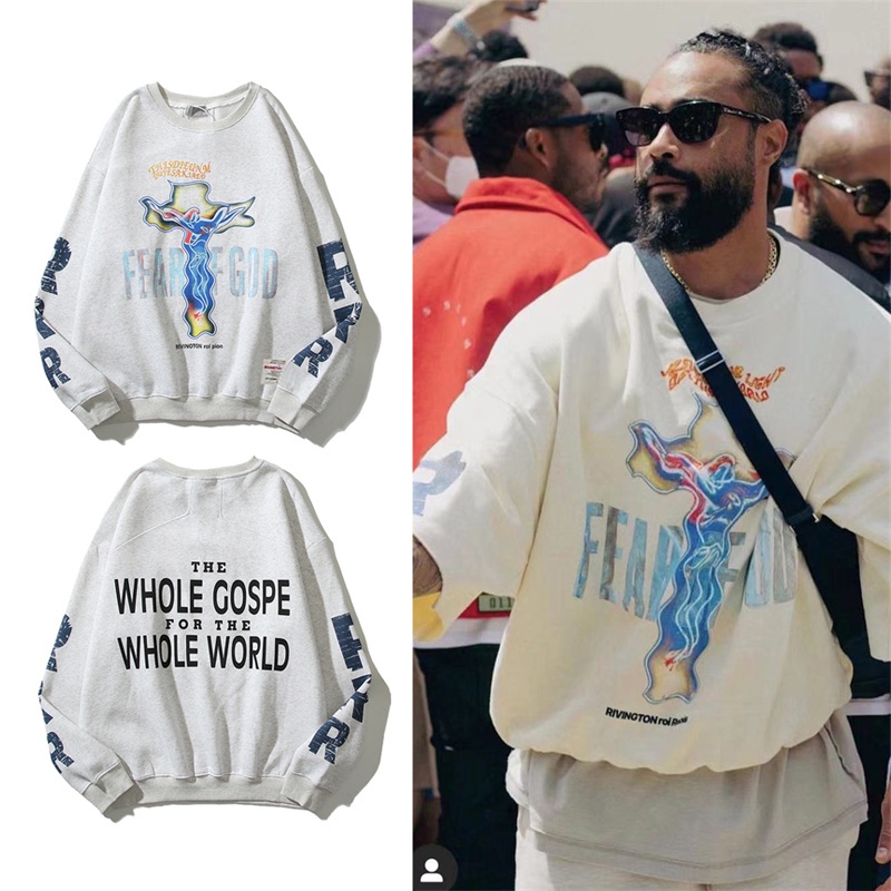 Áo sweater RRR123 x In Chữ Thập graffiti Đường Phố Cá Tính