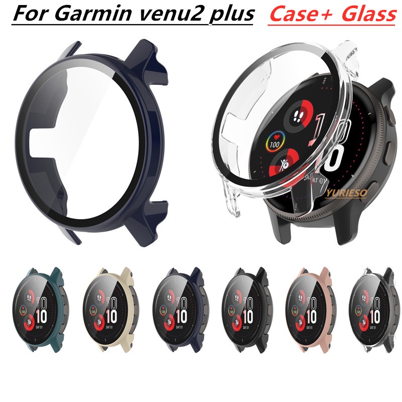 Ốp Bảo Vệ Toàn Diện Bằng PC Cứng + Kính Cường Lực Cho Garmin Venu 2 Plus Venu2 Plus