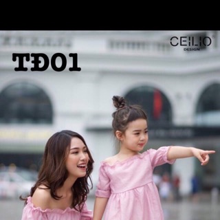 Đầm hở vai mẹ và bé