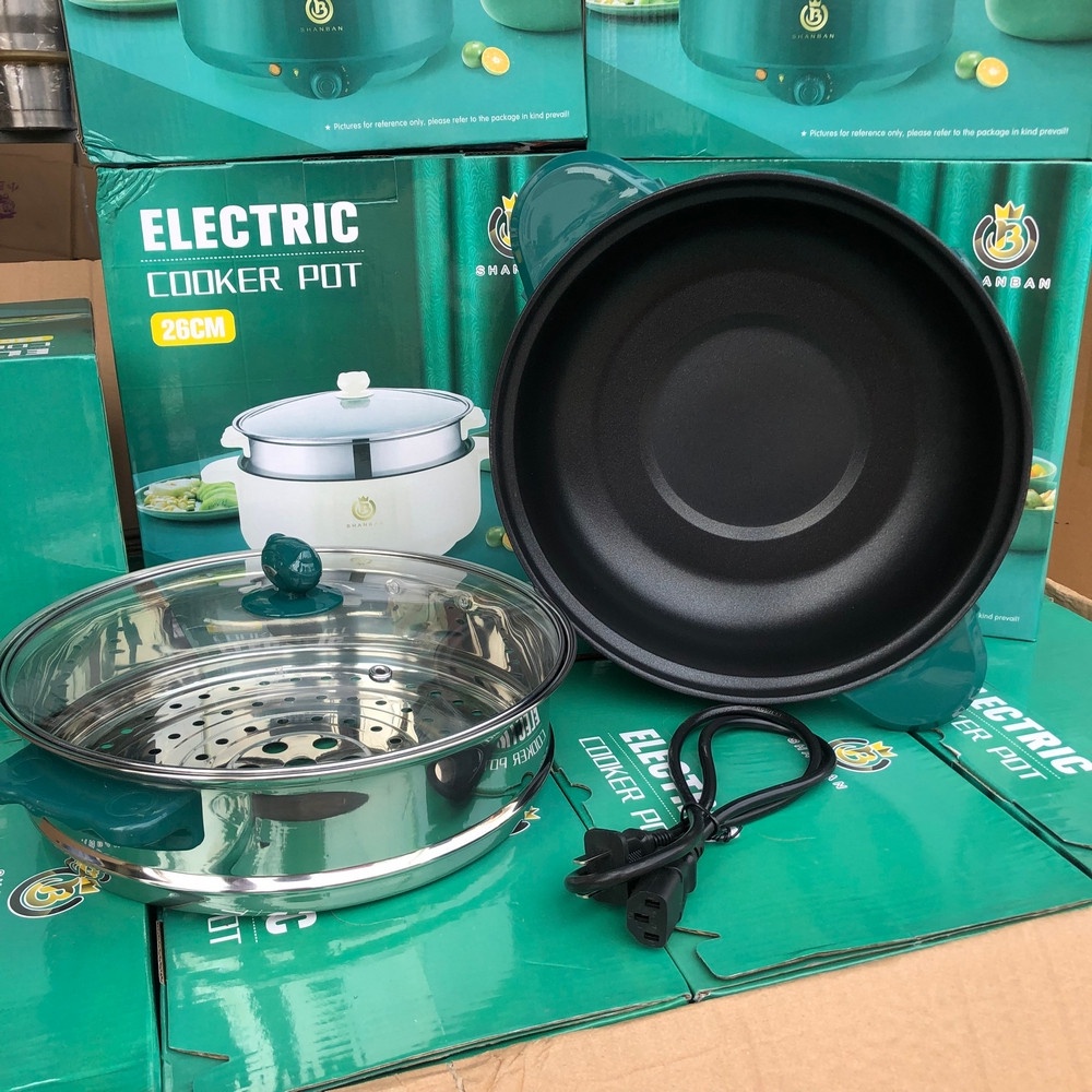 Nồi Lẩu Mini Cắm Điện Đa Năng Rán, Chiên, Xào Có Lớp Chống Dính Teflon Cao Cấp Kèm Xửng Hấp Siêu Tiện Lợi NL02