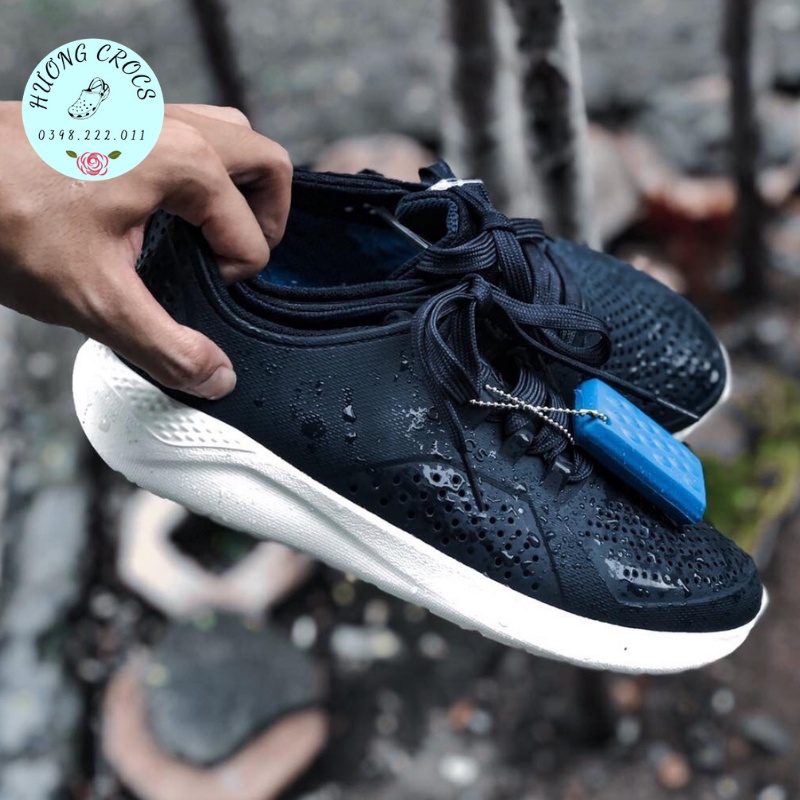 Giày nhựa nam buộc dây Literide pacer Croc màu navy không thấm nước, chống trơn trượt cho nam nữ