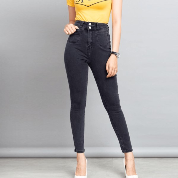 Quần Jean Cạp Cực Cao Ôm Skinny Màu Xám J0295