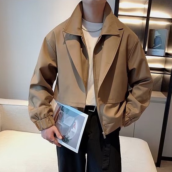 Áo khoác giả hai lớp tay dài dáng rộng màu trơn phong cách hàn quốc thời trang cao cấp cho nam jacket nam from rộng áo khoác bóng chày bigsize áo sơ mi nam dài tay simple fashion áo nam đẹp