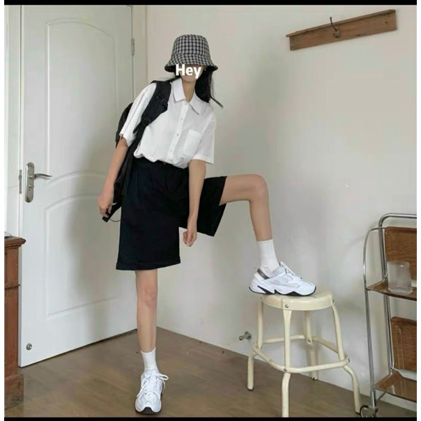 áo sơ mi nữ trắng ngắn tay loại 1 freeship 50k