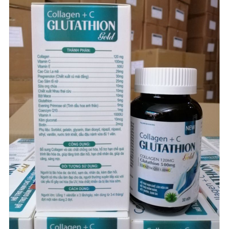 Viên uống GLUTATHION Gold hỗ trợ hạn chế quá trình lão hoá da. Hộp 30 viên. | Thế Giới Skin Care