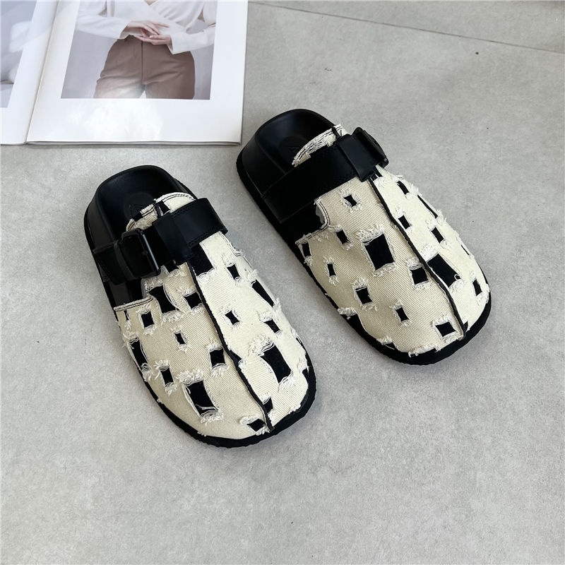 Dép Denim Hở Ngón Cài Khóa Dày Dặn Phong Cách Đường Phố Thời Trang Mùa Hè Cá Tính Dành Cho Nữ