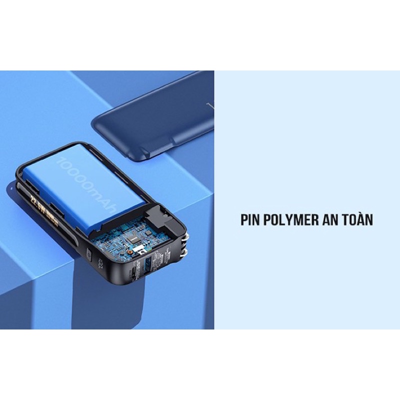 Sạc dự phòng kiêm củ sạc đa năng 22.5W PD 20W 10000mah Remax RPP-278