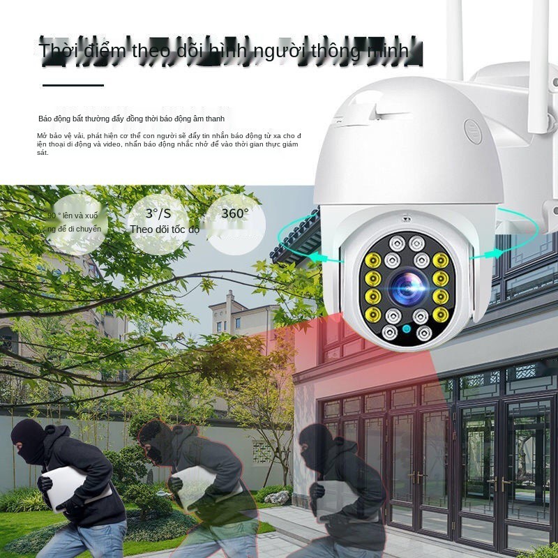 Camera không dây ngoài trời Màn hình 360 ° kết nối từ xa với điện thoại di động HD tầm nhìn ban đêm wifi mái vò