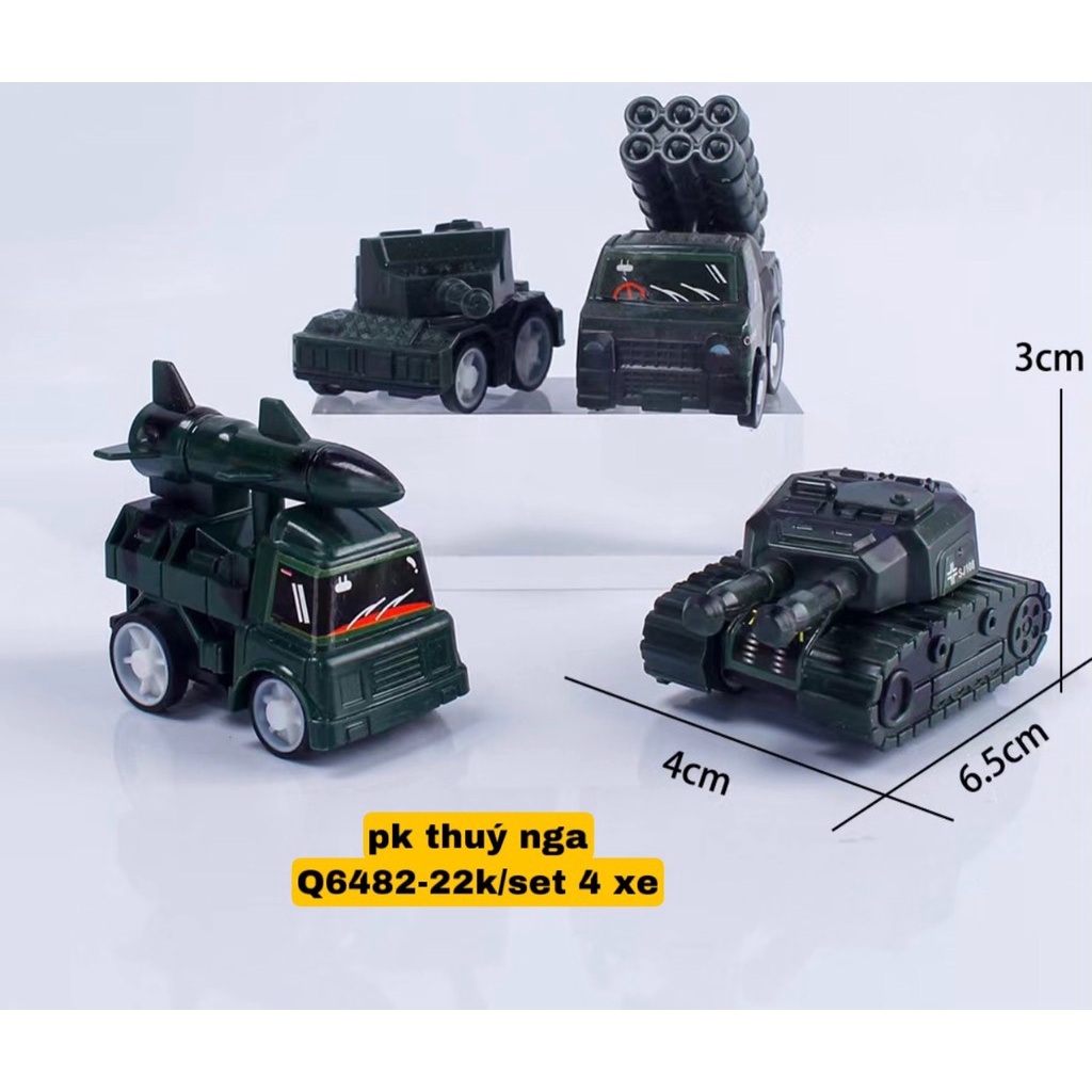 Set 4 xe tăng trang trí bánh kem