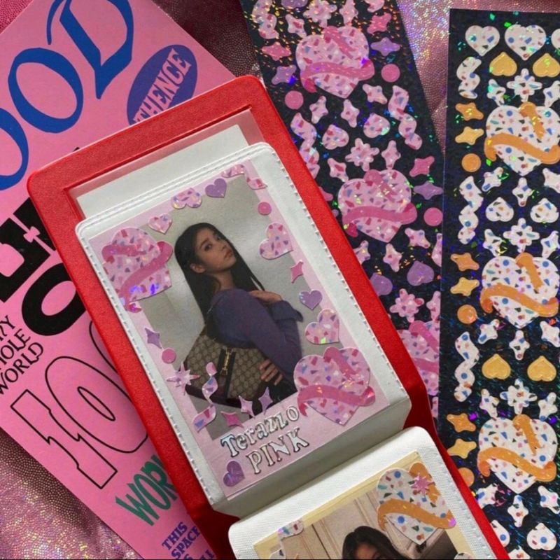 Sticker Trái Tim Tan Chảy Hologram Lấp Lánh - Hình Dán Trang Trí Toploader Phong Cách Hàn Quốc