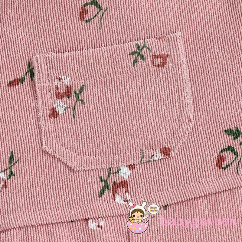 Set Đồ 2 Món Gồm Áo Tay Dài Cổ Tròn Màu Trơn In Họa Tiết Hoa + Quần Dài Có Dây Đeo Cho Bé Gái 6 Tháng-4 Tuổi