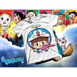 Áo thun Cotton Unisex - Anime - Doraemon - Cosplay girl Doraemon và cánh cửa thần kỳ