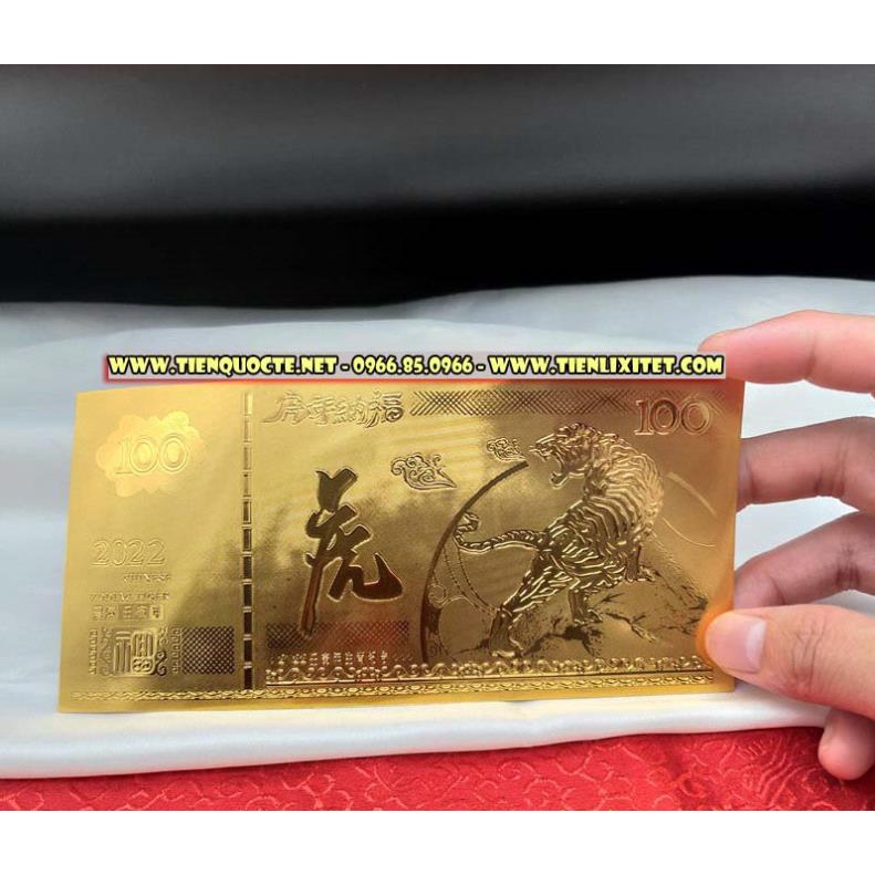 Tiền Con Hổ Macao 100 Plastic Mạ Vàng Lì Xì Tết Mẫu 1