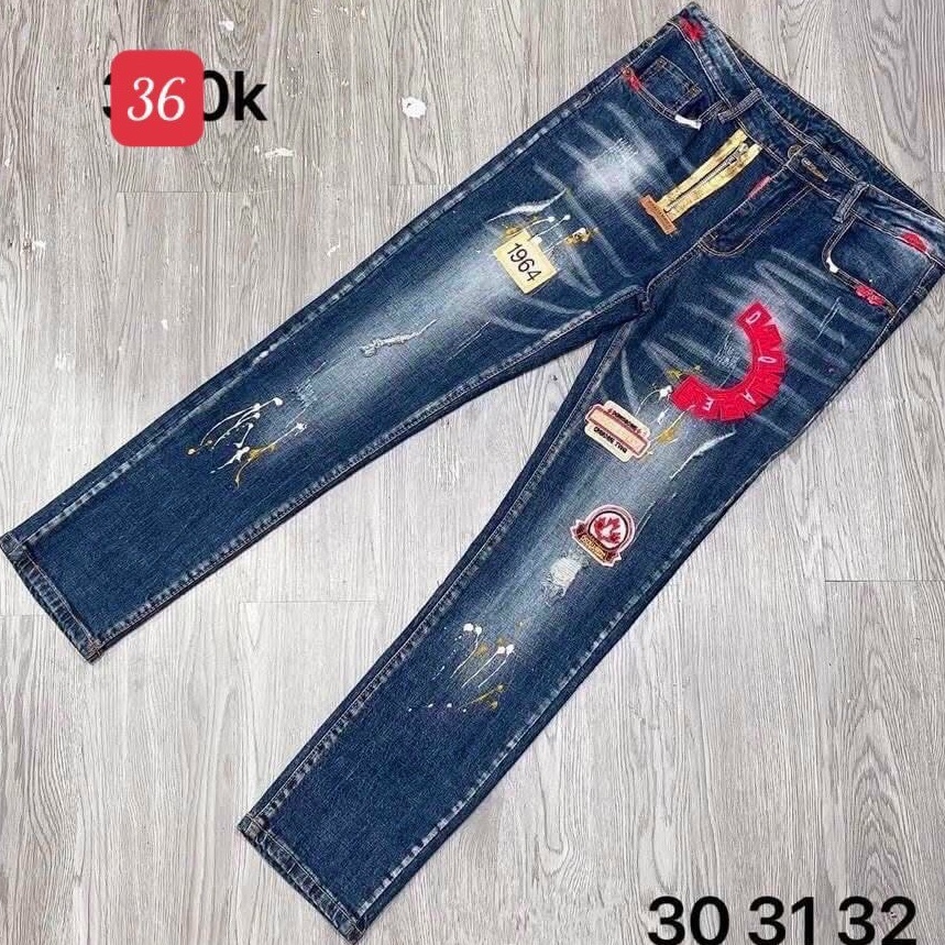 Quần jean nam co giãn 4 chiều, quần bò THÊU dáng ôm chất vải cao cấp CAROLLSTORE MS36