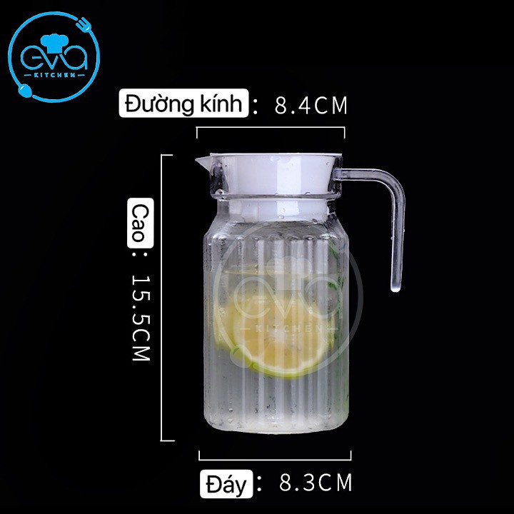 Bình Đựng Nước Thuỷ Tinh Miệng Rót Sọc Có Quai Cầm 500 Ml M1205