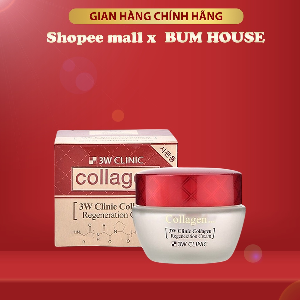 Kem dưỡng trắng da chống lão hóa 3W Clinic Collagen Regeneration Cream Hàn Quốc 60ml