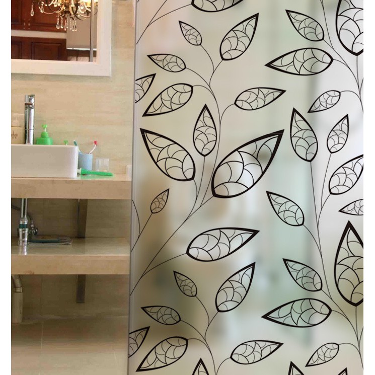 Decal dán kính cao cấp - Lá Viền Đen