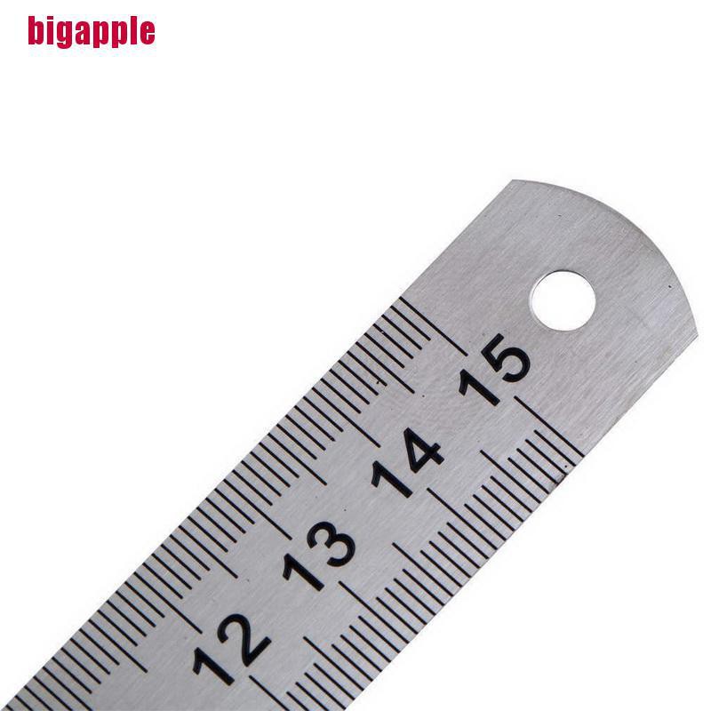 Thước kẻ hai mặt dạng thẳng bằng thép không gỉ 15cm 6inch thiết kế tiện dụng