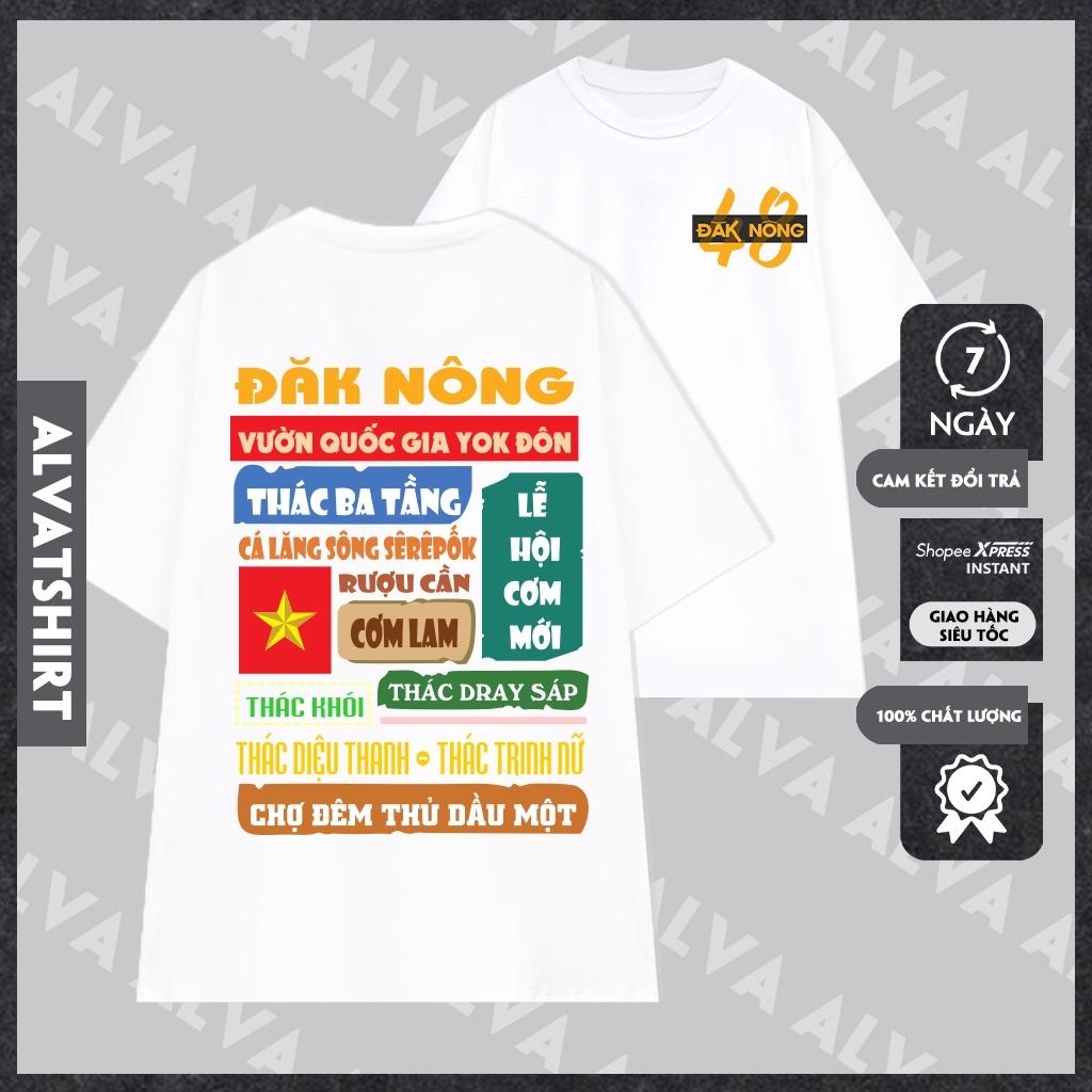 Áo thun các tỉnh Tây Nguyên Màu Trắng Việt Nam Oversize Unisex độc quyền tại Alva